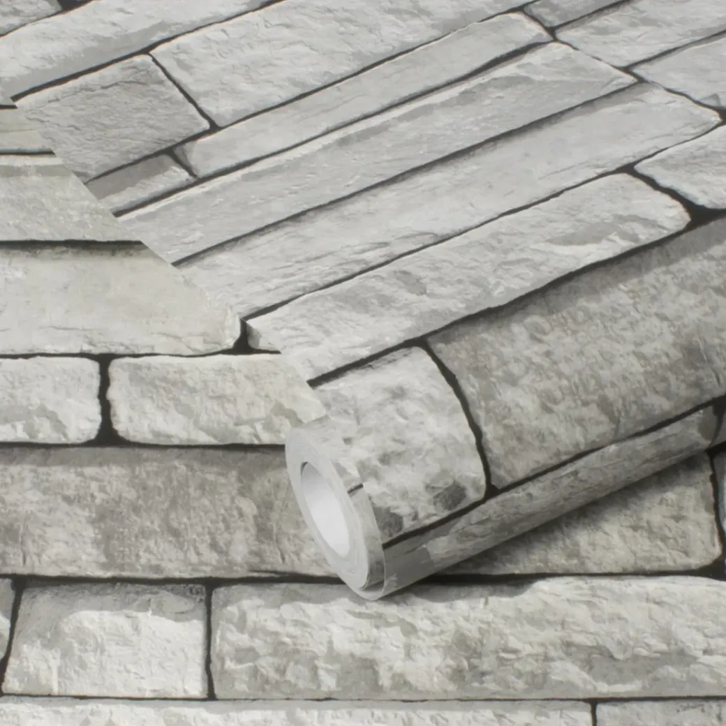 Brico Vliesbehang-Decomode Vliesbehang Stones Lichtgrijs