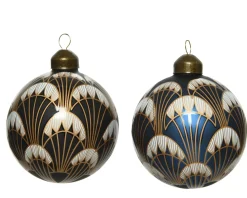 Decoris Kerstbal Glas Zwart/Blauw 1Stuks|Brico Hot