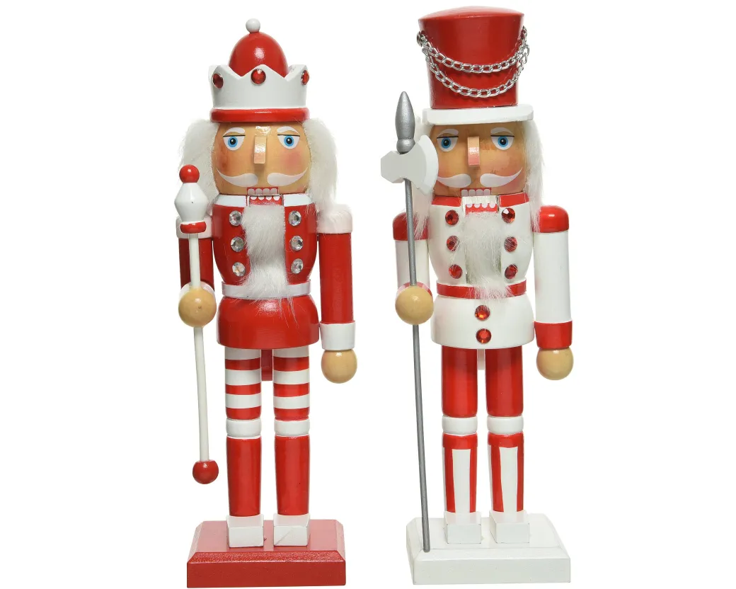 Decoris Kerstfiguur Notenkraker Mdf Rood-Wit 25Cm Diversen|Brico Outlet