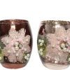 Decoris Theelichthouder Glas Bloemenpatroon 9Cm 1St|Brico