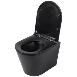 Differenz Hangtoilet Mat Zwart | Soft-Close & Quick Release Toiletzitting |Randloos Toiletpot|Brico Discount