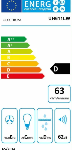 Electrum Onderbouw Afzuigkap Uh611Lw Wit 60Cm|Brico Sale
