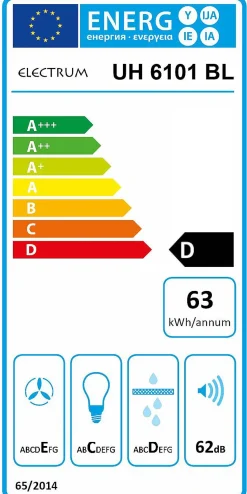 Electrum Onderbouw Afzuigkap Uh 6101 Bl Zwart 60 Cm|Brico New