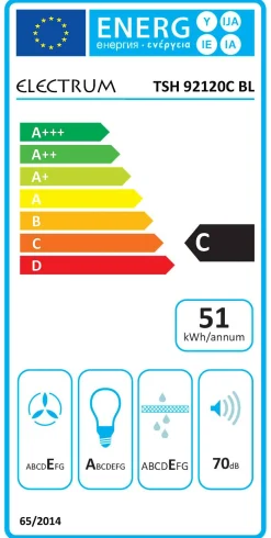 Electrum Schouwafzuigkap Tsh 92120C Bl 90Cm Mat Zwart|Brico Discount