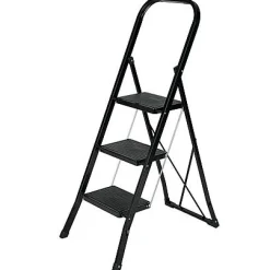Escalo Huishoudladder Escalo 'Color Step' Gelakt Zwart Staal 3 Treden|Brico