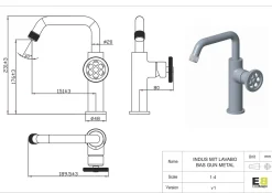 Essebagno Wastafelmengkraan Indus Gun Metal|Brico Best