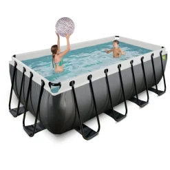 Brico Opzetzwembaden Met Pomp-Exit Black Leather Opzetzwembad Met Filterpomp Zwart 400X200X122Cm