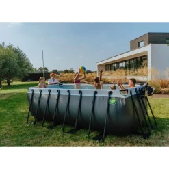 Brico Opzetzwembaden Met Pomp-Exit Black Leather Opzetzwembad Met Filterpomp Zwart 400X200X122Cm