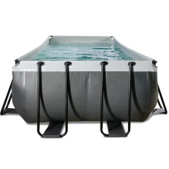 Brico Opzetzwembaden Met Pomp-Exit Black Leather Opzetzwembad Met Zandfilterpomp Zwart 400X200X122Cm