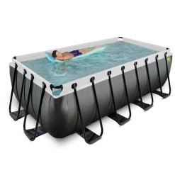 Brico Opzetzwembaden Met Pomp-Exit Black Leather Opzetzwembad Met Zandfilterpomp Zwart 400X200X122Cm