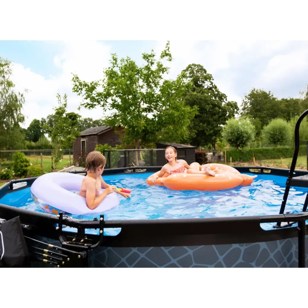 Brico Opzetzwembaden Met Pomp-Exit Black Leather Opzetzwembad Met Filterpomp Zwart O360X122Cm