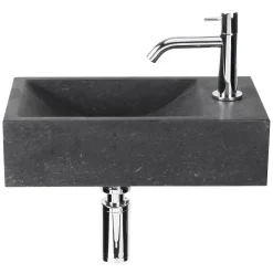 Fonteinset Parta Bombai Black Natuursteen Wasbak 40 X 23 X 11 Cm|Brico