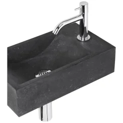 Fonteinset Parta Bombai Black Natuursteen Wasbak 40 X 23 X 11 Cm|Brico