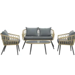 Brico Loungesets-Garden Impressions Tarulo Loungeset 4-Delig - Donker Grijs