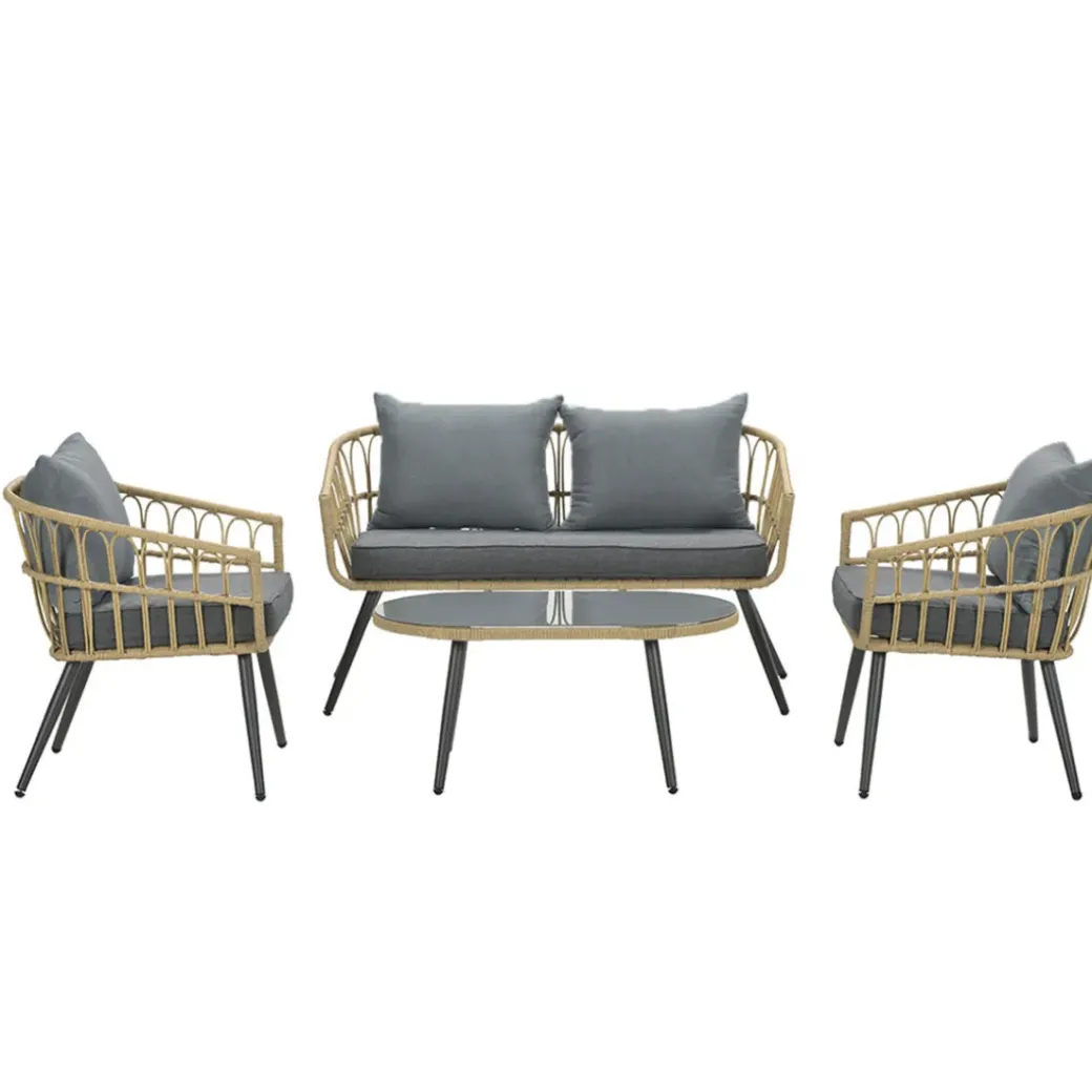 Brico Loungesets-Garden Impressions Tarulo Loungeset 4-Delig - Donker Grijs