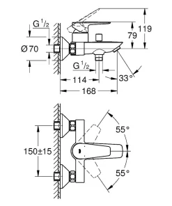 Grohe Badmengkraan Start Edge 1/2" Chroom|Brico Discount