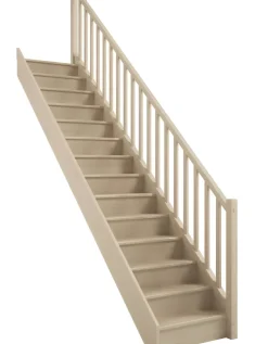 Brico Zoldertrappen-Handystairs Gesloten Rechte Trap "Vega80" - 280 Cm Hoog - 13 Grenen Treden - Met Leuning