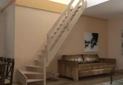 Brico Zoldertrappen-Handystairs Molenaarstrap "Rustic60" - Kwartslag Rechts - Hoogte 280Cm - 13 Treden Van Grenenhout