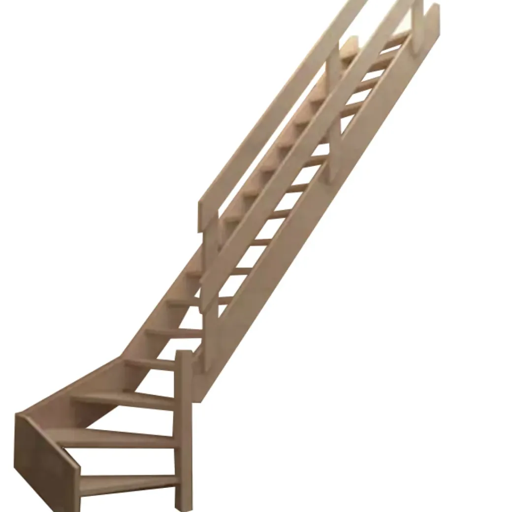 Brico Zoldertrappen-Handystairs Molenaarstrap "Rustic60" - Kwartslag Rechts - Hoogte 280Cm - 13 Treden Van Grenenhout