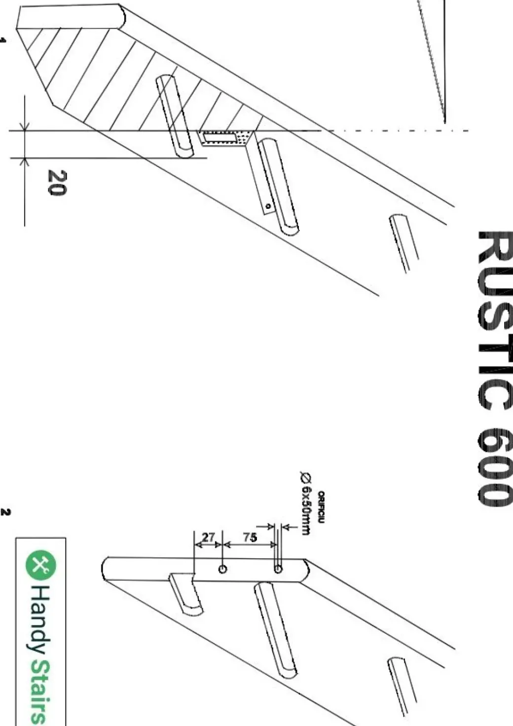 Brico Zoldertrappen-Handystairs Molenaarstrap "Rustic60" - Kwartslag Rechts - Hoogte 280Cm - 13 Treden Van Grenenhout