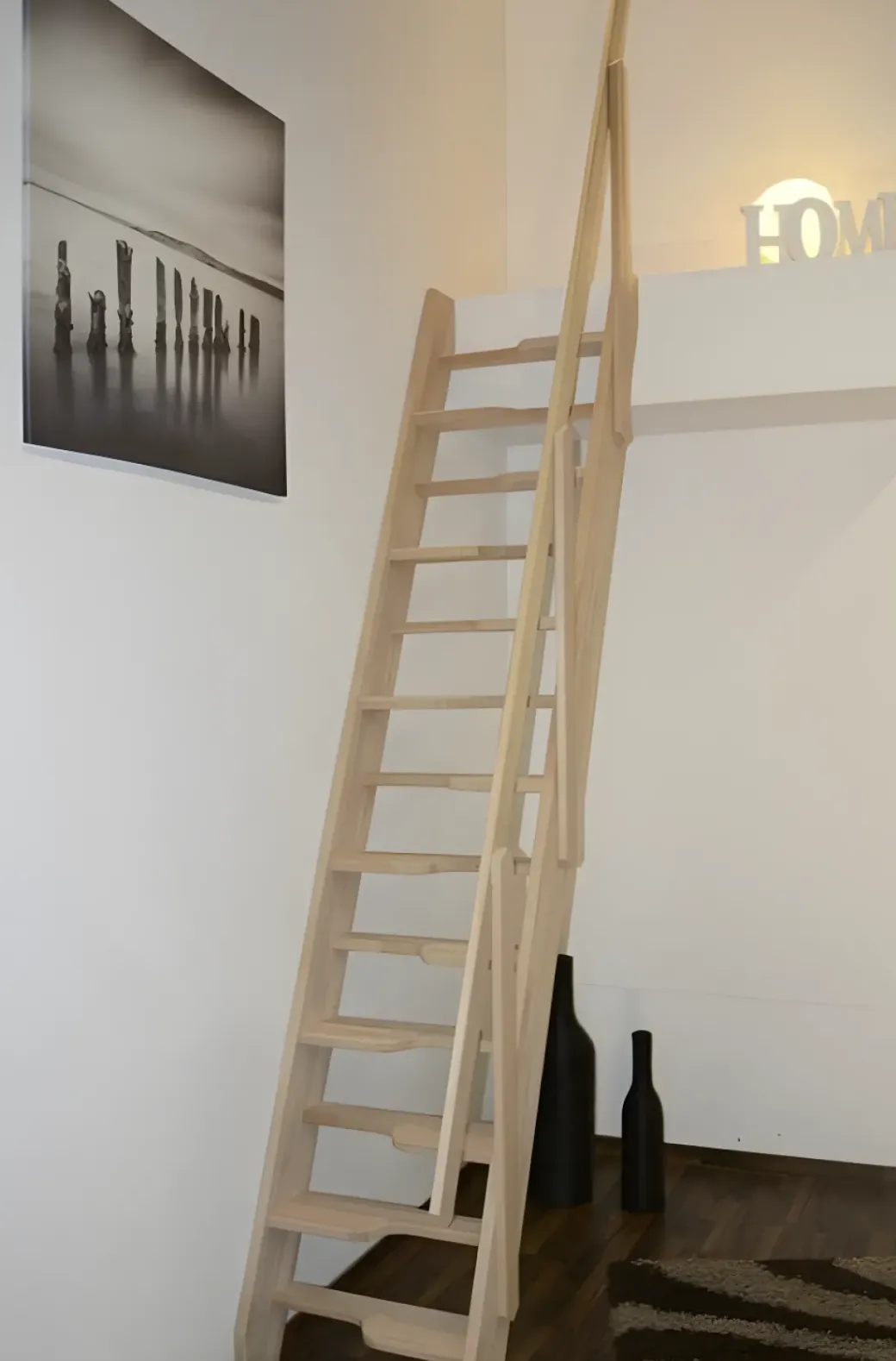 Brico Zoldertrappen-Handystairs Molenaarstrap "Torino" Inclusief Leuning - 62 Cm Breed - 280 Cm Hoog - 13 Grenen Treden