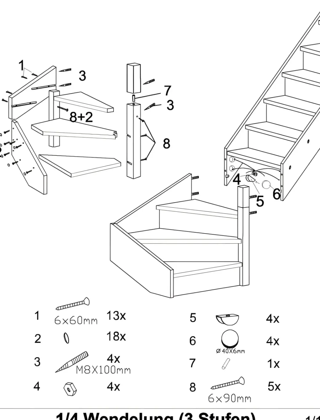 Brico Zoldertrappen-Handystairs Open Kwartslagtrap "Vega80" - Rechts - 280 Cm Hoog - 13 Beuken Treden - Zonder Leuning