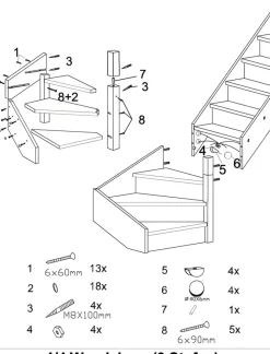 Brico Zoldertrappen-Handystairs Open Kwartslagtrap 