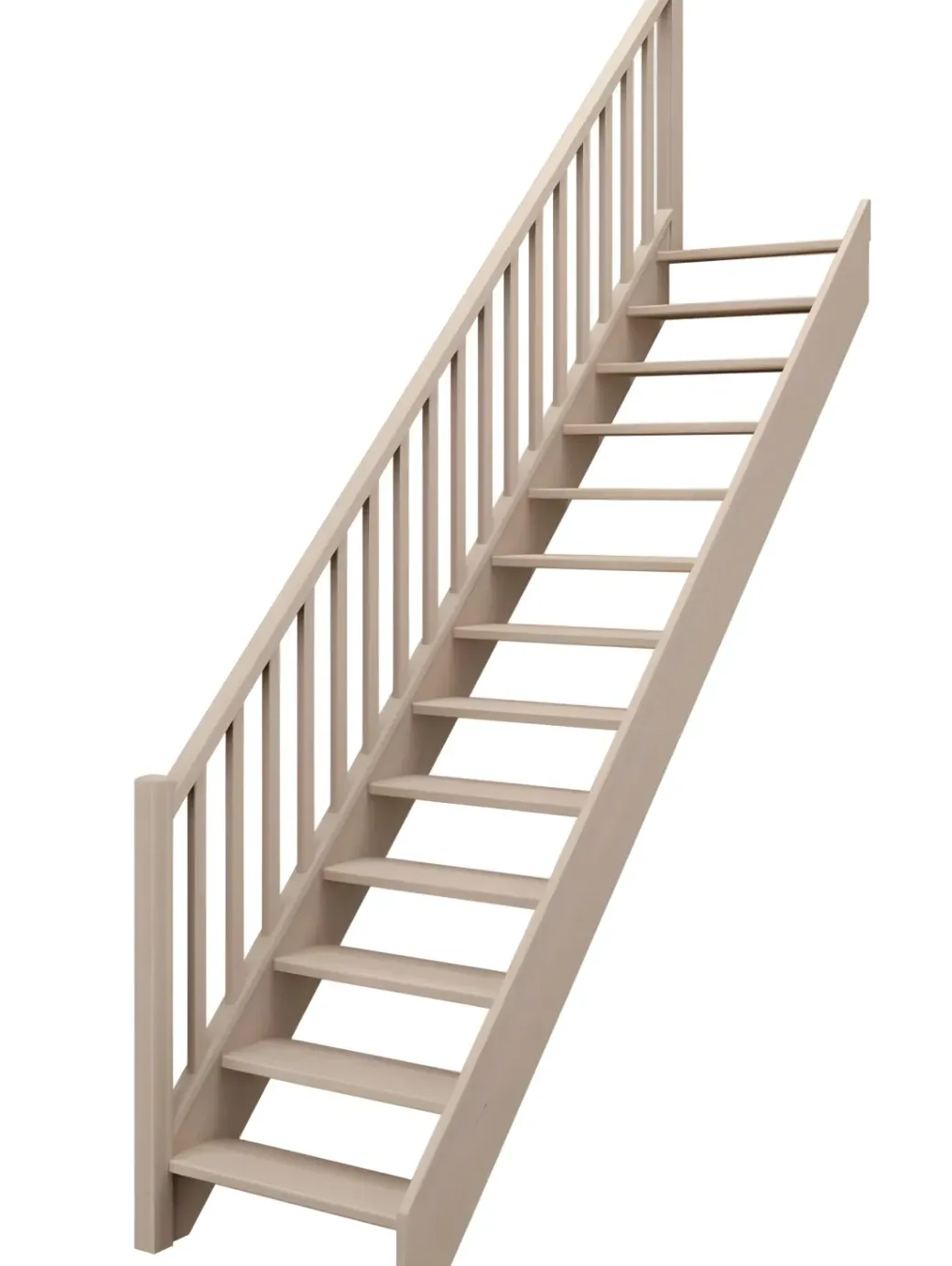 Brico Zoldertrappen-Handystairs Open Rechte Trap "Vega80" - 280 Cm Hoog - 13 Beuken Treden - Met Leuning