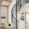 Brico Zoldertrappen-Handystairs Wenteltrap "Spirale" - Diameter 120Cm - Hoogte 309Cm - 12 Beuken Treden - Zwart Staal