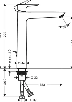 Hansgrohe Wastafelkraan Talis E 240 Zwart Mat|Brico Discount
