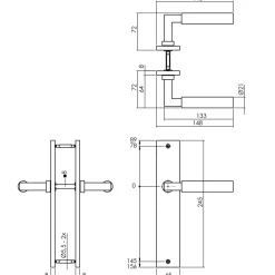 Brico Deurbeslag-Intersteel Deurklink Bau-Stil Op Plaat 245X45 Mm Blind Matzwart