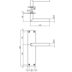 Brico Deurbeslag-Intersteel Deurklink Jura + Met Plaat 250X55X2 Mm Blind Geborsteld Rvs
