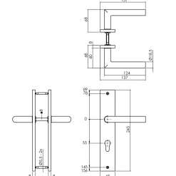 Brico Deurbeslag-Intersteel Deurklink Op Plaat Bastian 245X45Mm Profielcilindergat 55Mm Matzwart