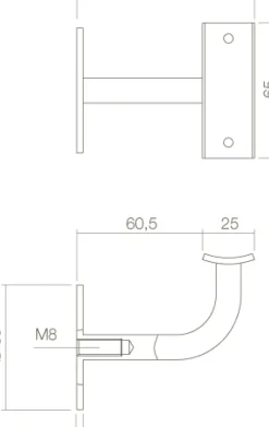 Brico Trapleuningen-Intersteel Leuninghouder Gebogen Vierkant Hol Zadel Zwart