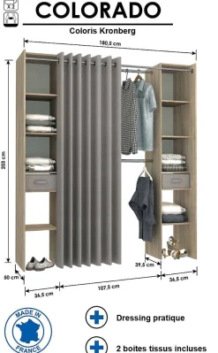 Kast Colorado Uitrekbaar Eik Met Gordijn 10 Planken|Brico Online