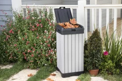 Keter Afvalbak Rockford 124L Grijs 41X41X87,4Cm Buiten|Brico Hot