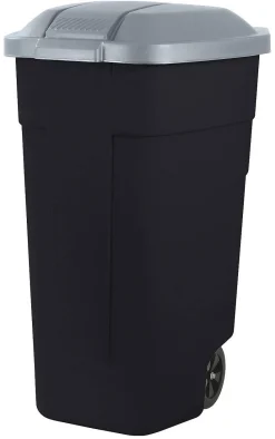 Keter Mobiele Afvalcontainer Zwart Steel 110L|Brico Sale