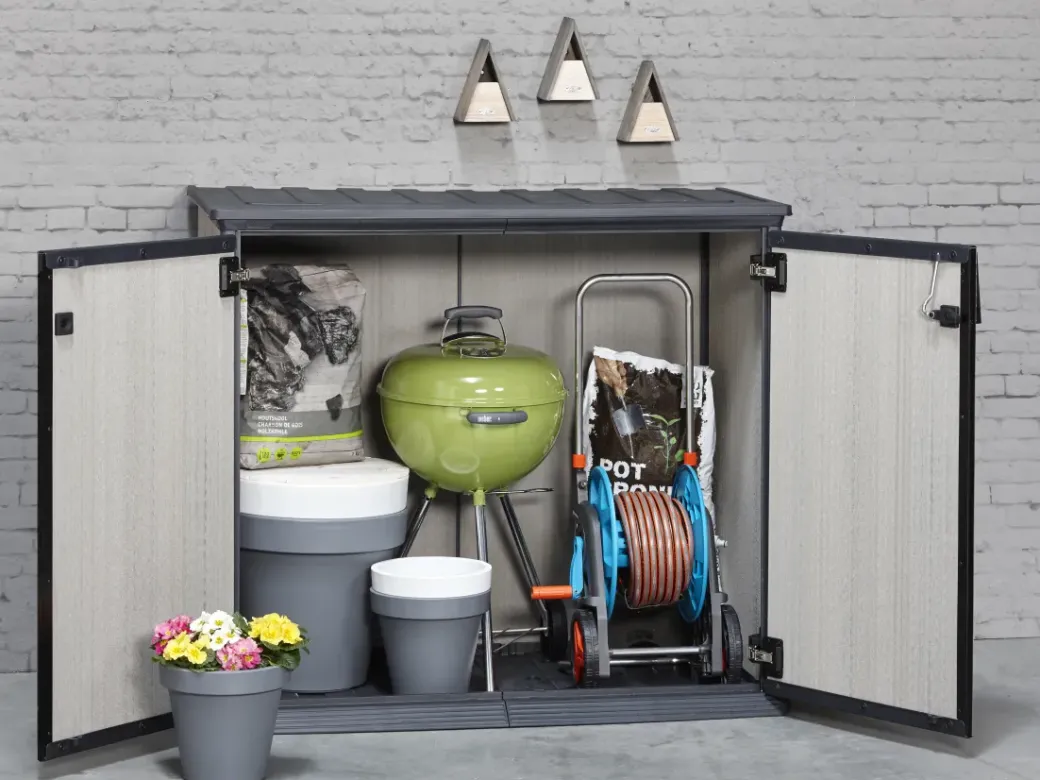 Brico Opbergboxen Tuin-Keter Opbergkast Patio Store Grijs 139,5X120Cm