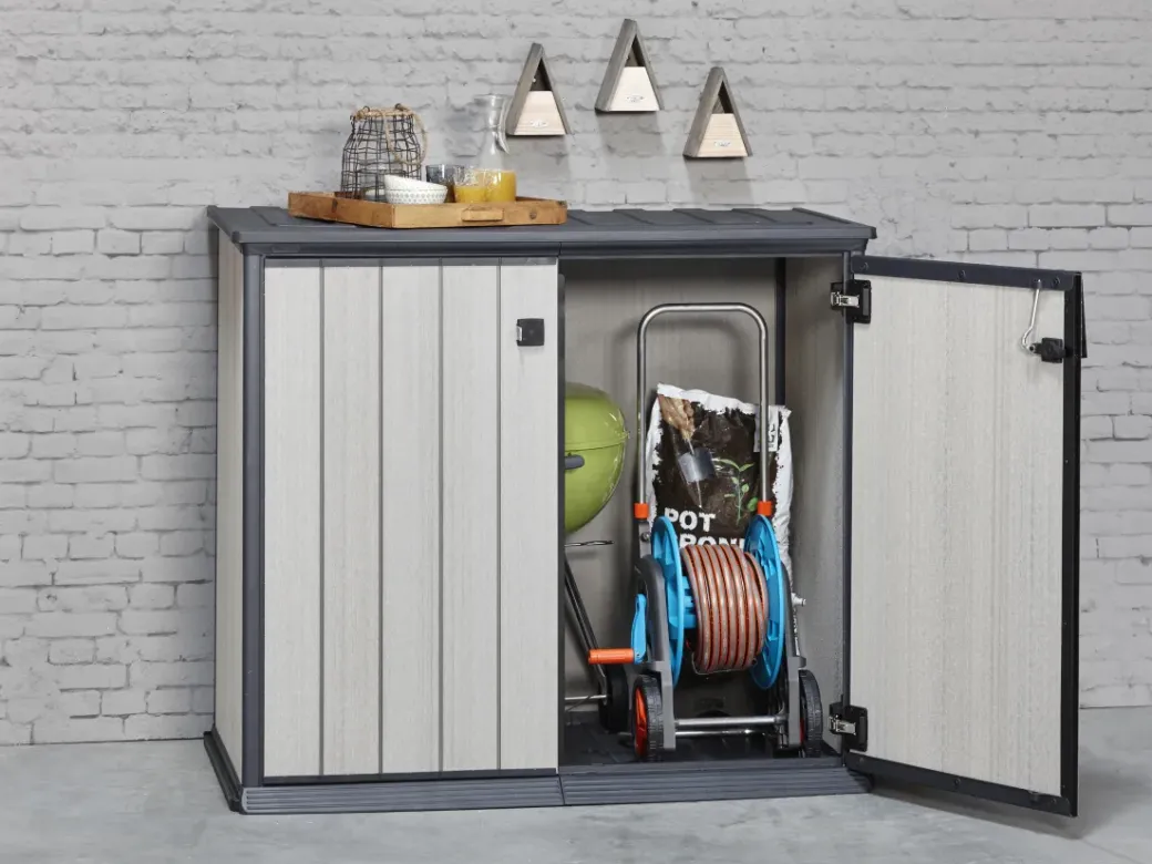 Brico Opbergboxen Tuin-Keter Opbergkast Patio Store Grijs 139,5X120Cm