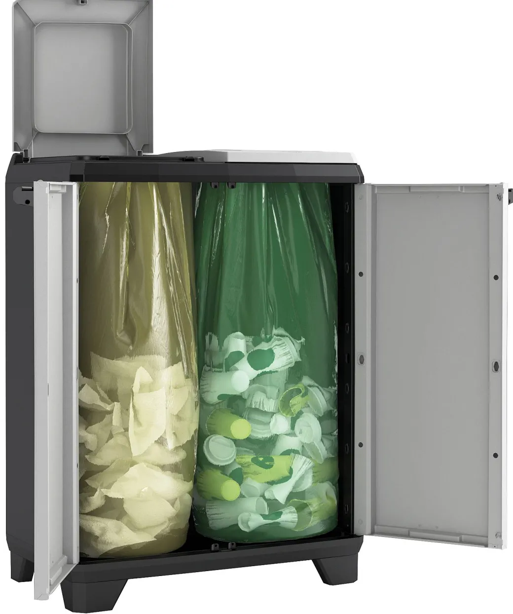 Kis Recycling Kast Split Premium Grijs 2X110L|Brico Outlet