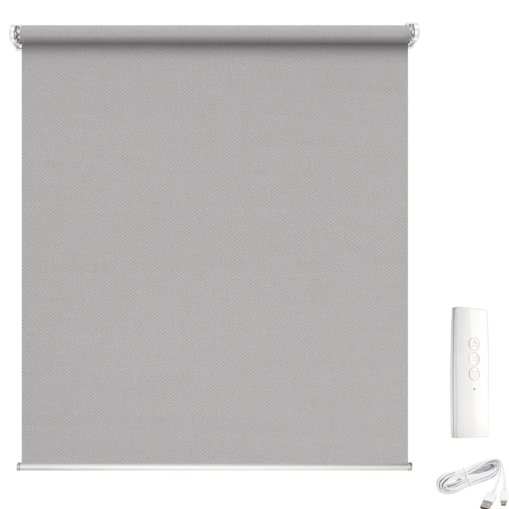Brico Isolerende Raamdecoratie-Madeco 1898 E-Roll Gemotoriseerd Screen Rolgordijn Grijs 150X250Cm
