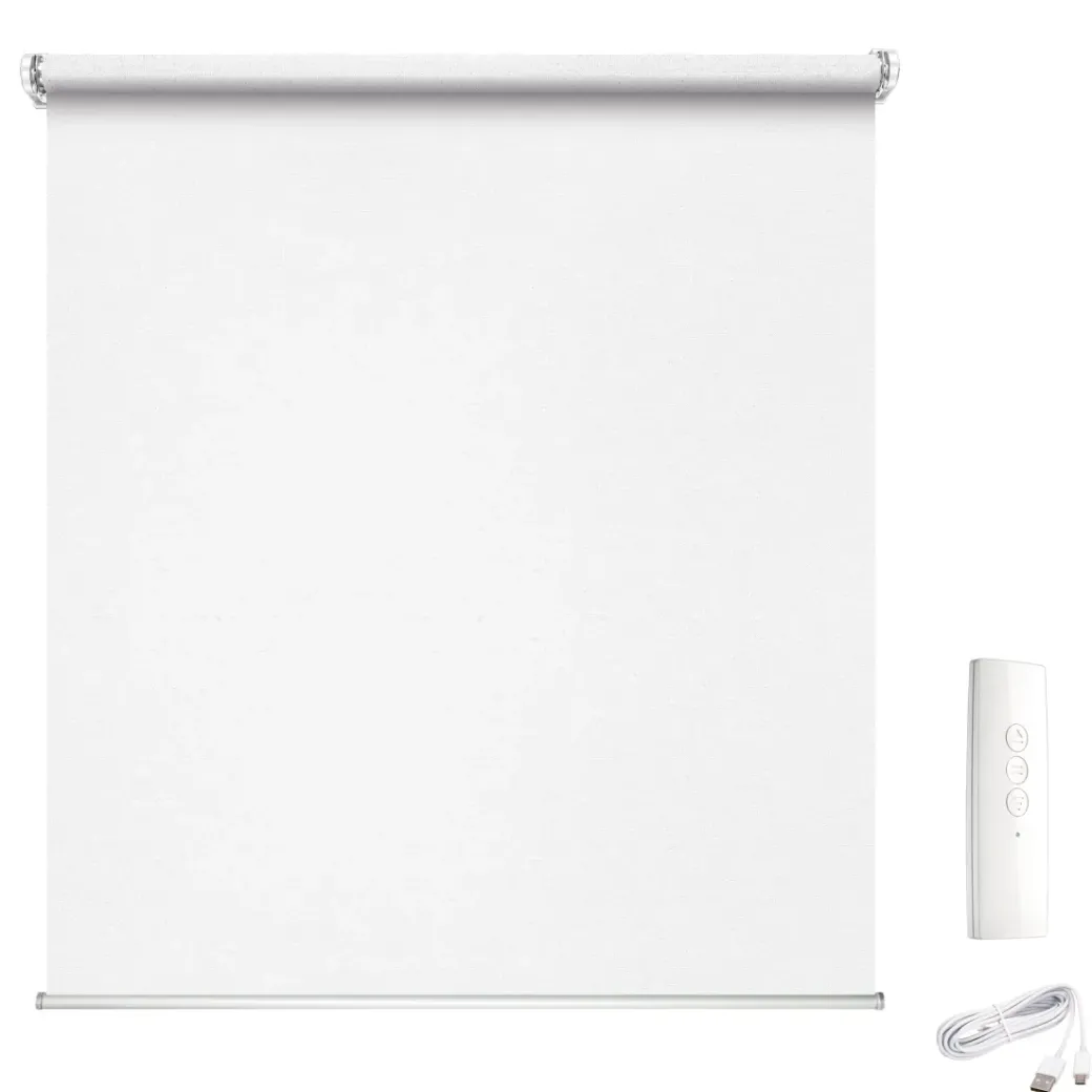 Brico Rolgordijnen-Madeco 1310 Gemotoriseerd Lichtdoorlatend Rolgordijn E-Roll Wit 120X250Cm