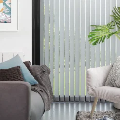 Brico Lamellen-Madeco 4125 Verticale Lamellen Compleet Lichtdoorlatend Grijs 12,7 X 260 Cm + Rail 300 Cm