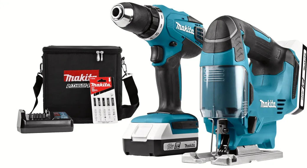 Makita Accuboormachine + Decoupeerzaag Dk18928Ax1 18V (2 Accu'S)|Brico Hot