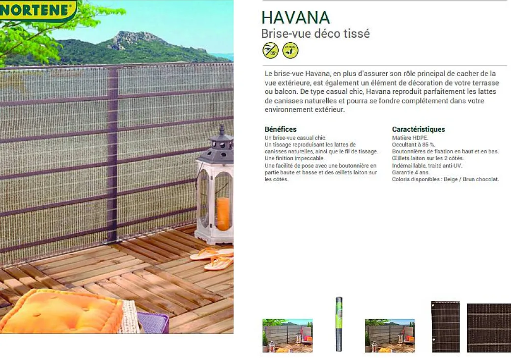 Nortene Donkerbruin Privacyscherm Havana 1X5M|Brico New