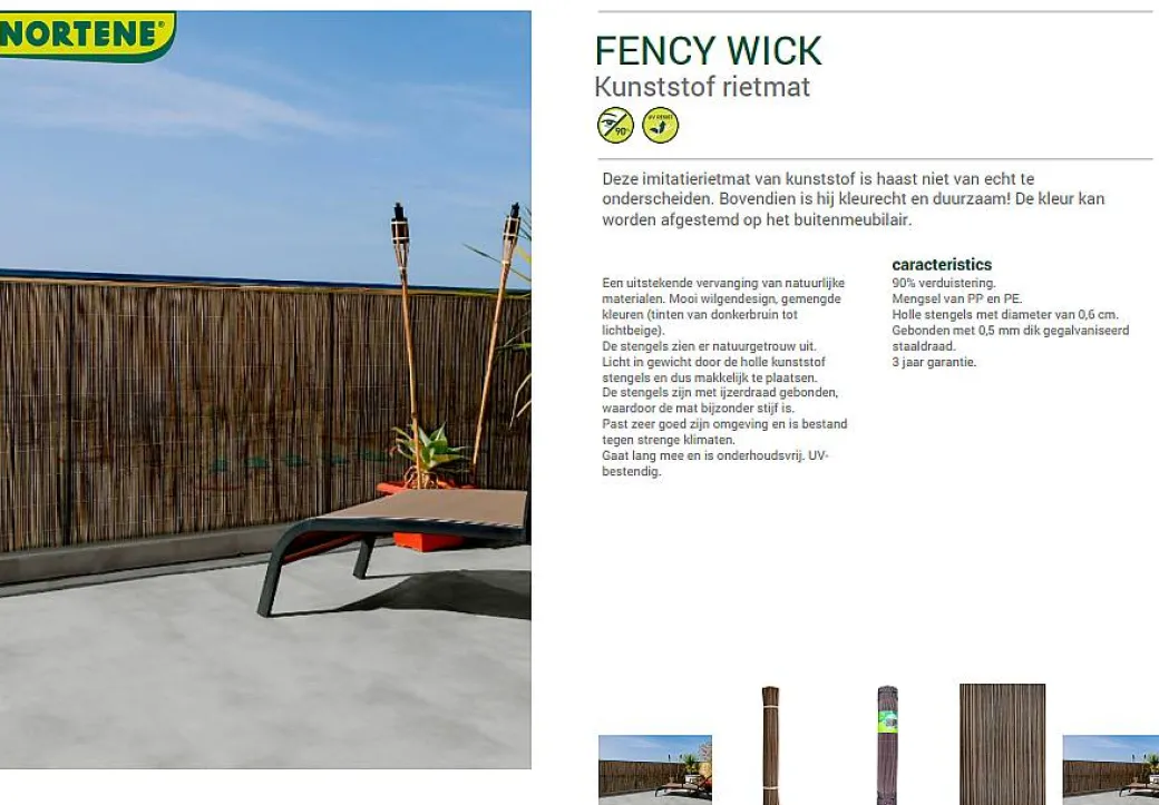 Nortene Tuinscherm Fency Kastanjebruin 1X3M|Brico Best