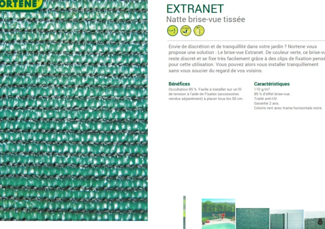 Brico Balkonschermen-Nortene Zichtbelemmering Extranet Groen 1,2X10M
