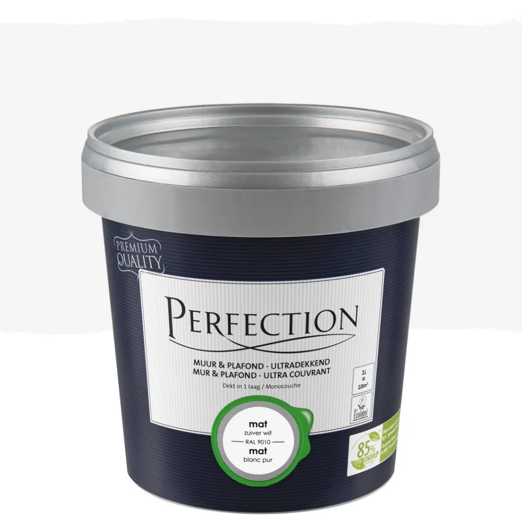 Brico Muurverf-Perfection Muurverf Ultradekkend Mat Wit Ral 9010 1L