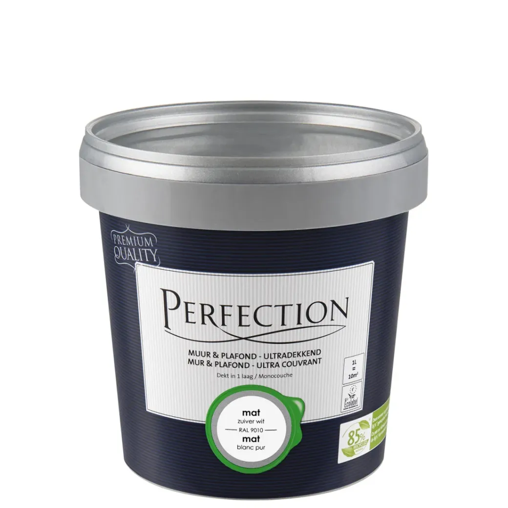 Brico Muurverf-Perfection Muurverf Ultradekkend Mat Wit Ral 9010 1L