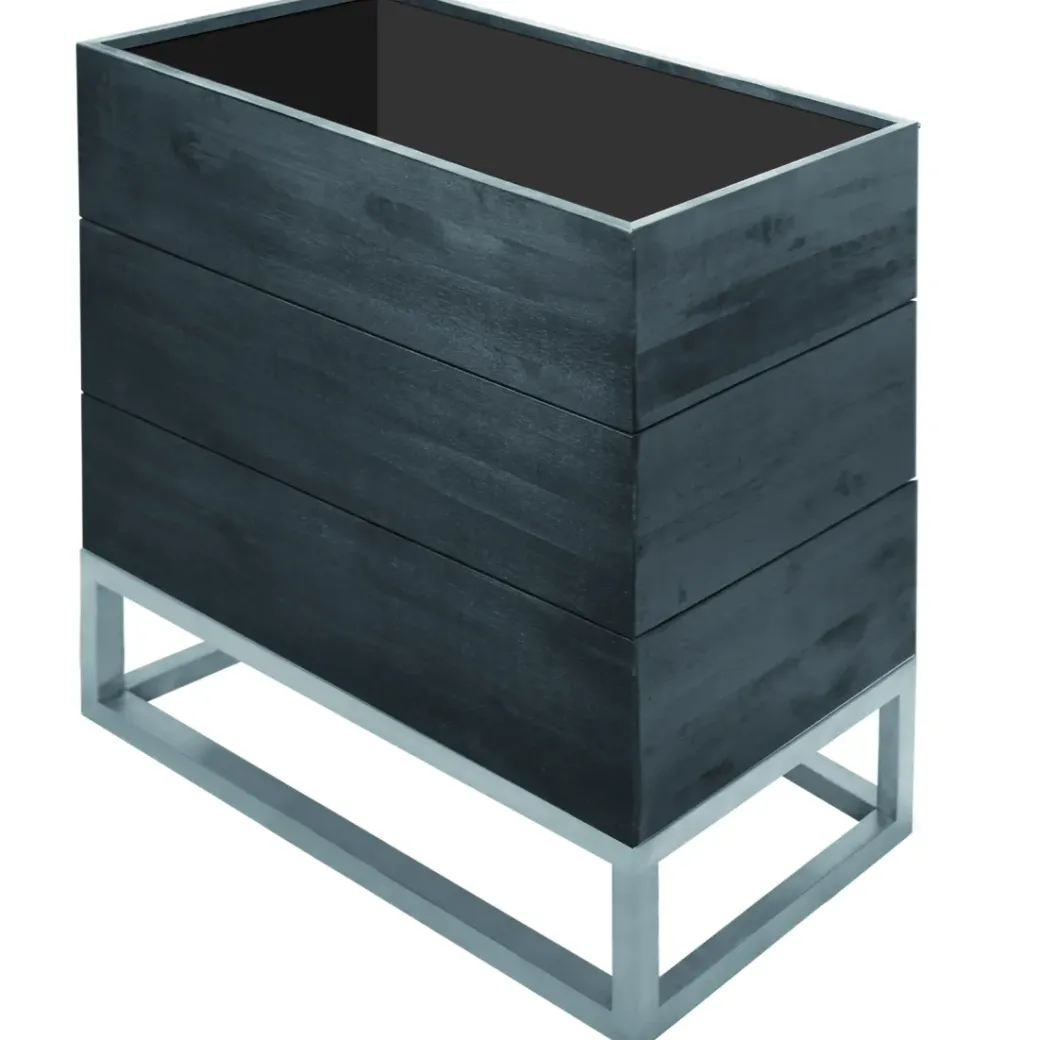 Brico Plantenpotten En -Bakken-Plantenbak Acaciahout Rechthoek 60X30Cm Zwart